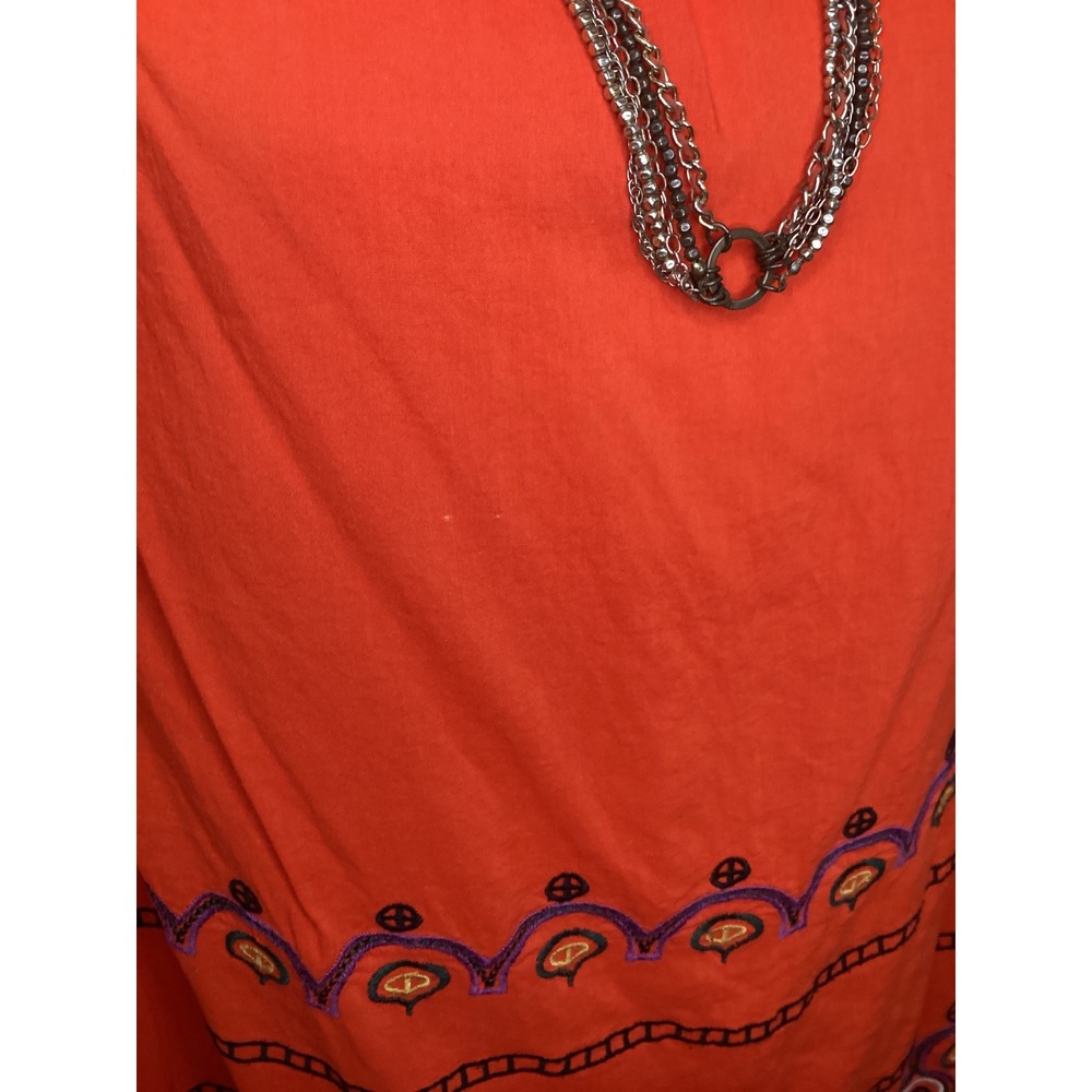 For The Republic Orange Embroidered Off Shoulder Flutter Sleeve Blouse Large - Picture 3 of 6